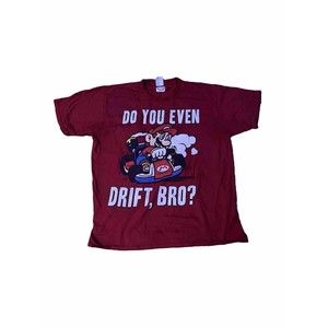 Mario Cart Red Size XL  T-Shirt Official Nintendo Do You Even Drift, Bro?